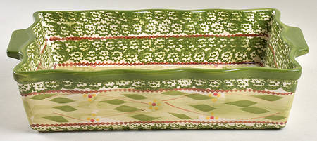 Old World Green 13" Rectangular Baker