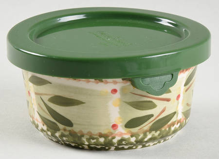 Old World Green Ramekin & Plastic Lid