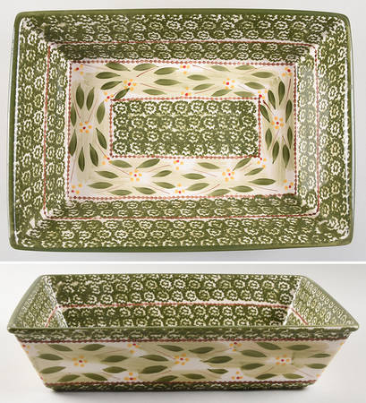 Old World Green 13'' Rectangular Baker