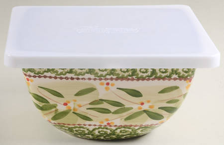 Old World Green 7" Square Mixing Bowl & Tabless Plas Storage Cover