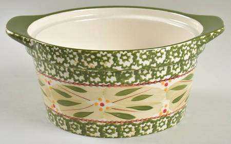 Old World Green 1 Qt Round Casserole No Lid