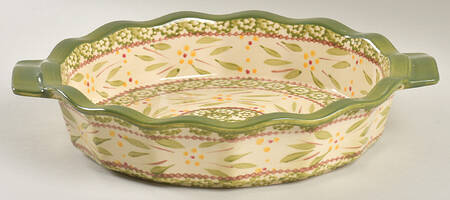 Old World Green 10" Handled Round Baker