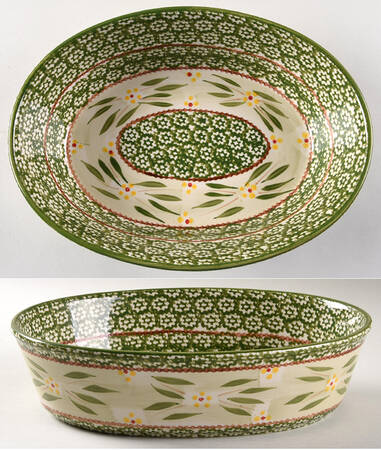 Old World Green 11" Oval Baker