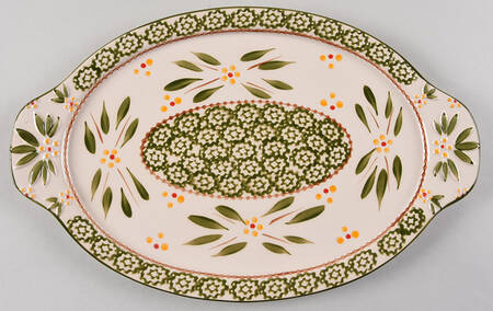 Old World Green 13" Oval Lid-It (Trivet,Tray,Baker Lid)