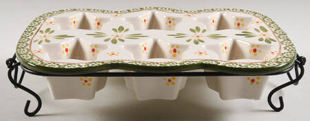 Old World Green Muffin Pan (Holds 6 Muffins) & Metal Stand