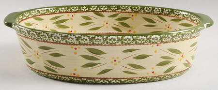 Old World Green 3 Qt Oval Covered Casserole No Lid