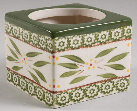 Old World Green 24 Oz Square Stacking Canister No Lid