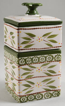 Old World Green 1 Quart & 16oz Square Stacking Canister with Lid