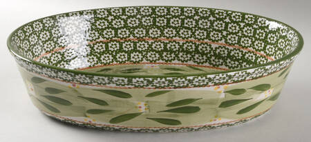 Old World Green 13" Oval Baker