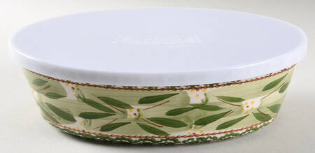 Old World Green 10" Oval Baker & Tabless Plastic Storage Cover