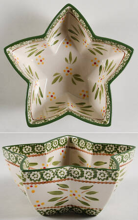 Old World Green Star Shaped Bowl