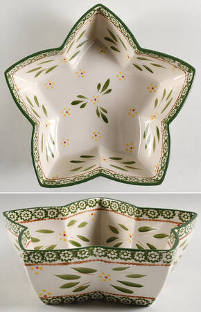 Old World Green Star Shaped Bowl