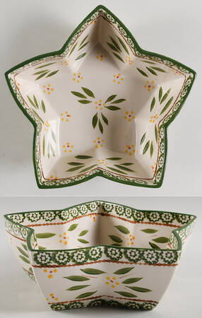 Old World Green Star Shaped Bowl