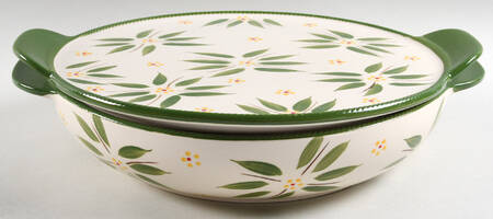 Old World Green 3.5 Qt Round Covered Baker