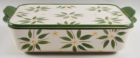 Old World Green Rectangular Baker & Lid