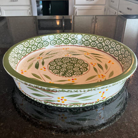 Old World Green Round Ovenware Cake Pan