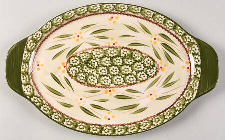 Old World Green 11" Oval Lid-It (Trivet,Tray,Baker Lid)