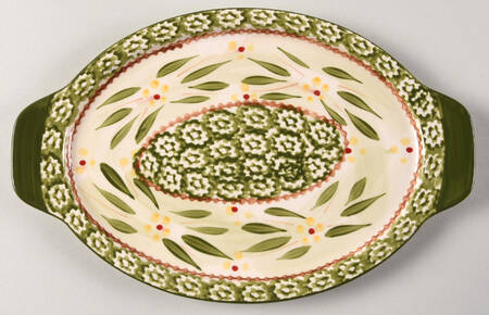 Old World Green 10" Oval Lid-It (Trivet,Tray,Baker Lid)