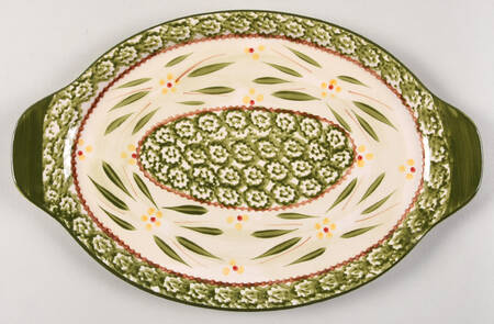 Old World Green 13" Oval Lid-It (Trivet,Tray,Baker Lid)