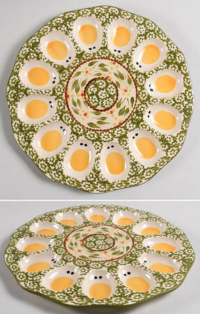 Old World Green Deviled Egg Plate