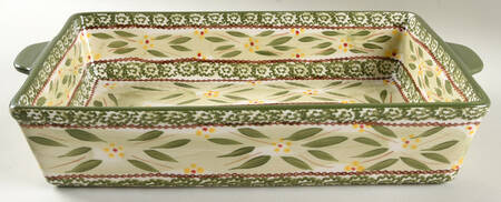 Old World Green 13'' Rectangular Baker