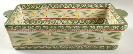 Old World Green 13"  Rectangular Baker