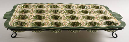 Old World Green Muffin Pan (Holds 24 Mini Muffins) & Metal Stand