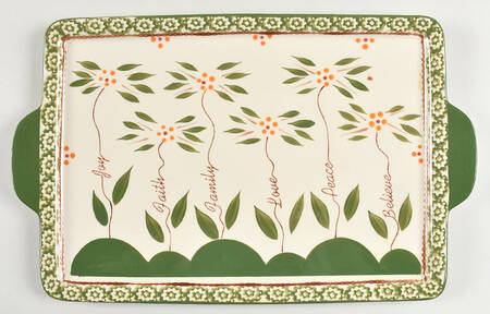 Old World Green 15" Rectangular Tray