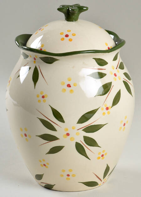 Old World Green Cookie Jar & Lid