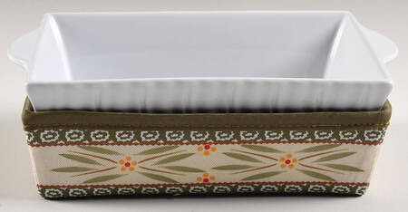 Old World Green 9" Rectangular Baker with Insulated Holder