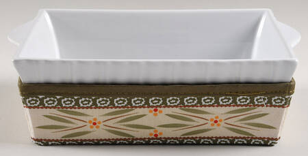 Old World Green 10" Rectangular Baker with Insulated Holder