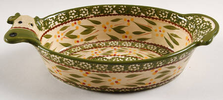Old World Green 10" Figural Oval Baker
