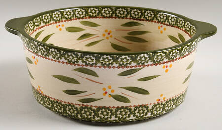 Old World Green 10" Handled Round Baker