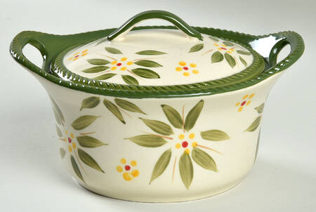 Old World Green Covered Soup Bowl