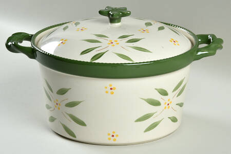 Old World Green 2.5 Qt Round Covered Casserole