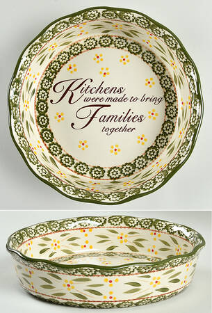 Old World Green Ruffled Edge Pie Serving Plate
