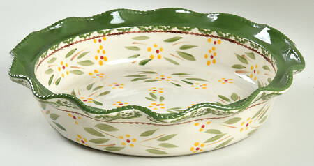 Old World Green Pie Plate No Ceramic Lid