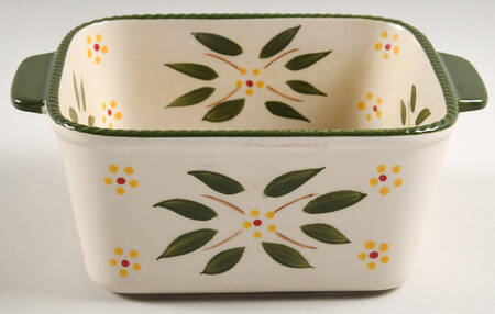 Old World Green 6" Square Tab Handled Baker