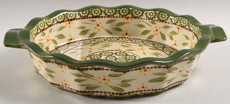 Old World Green 9" Pie Baking Plate