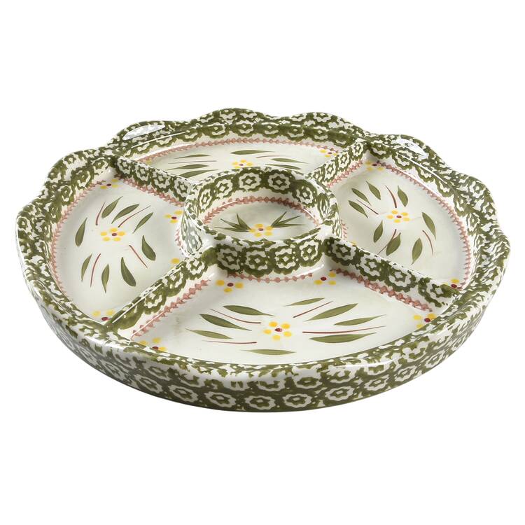 Old World Green Cake/Chip Plate for Convertible Set