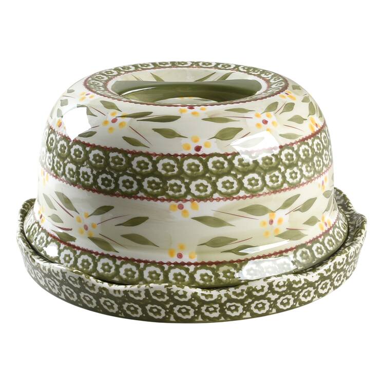 Old World Green Convertible Set (Cake Stand/Chip & Dip Pedestal w/Dome)