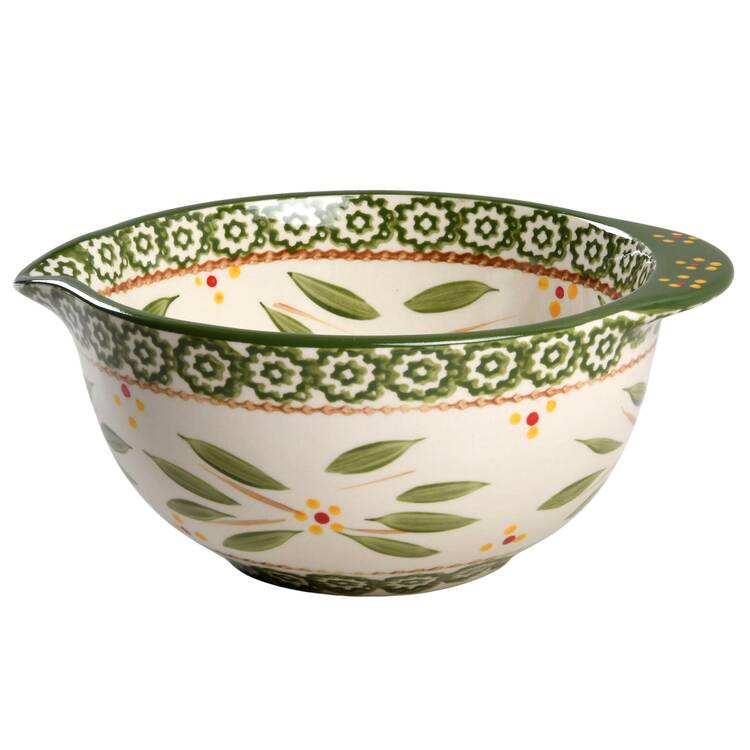 Old World Green 8" Nesting Bowl with Spout
