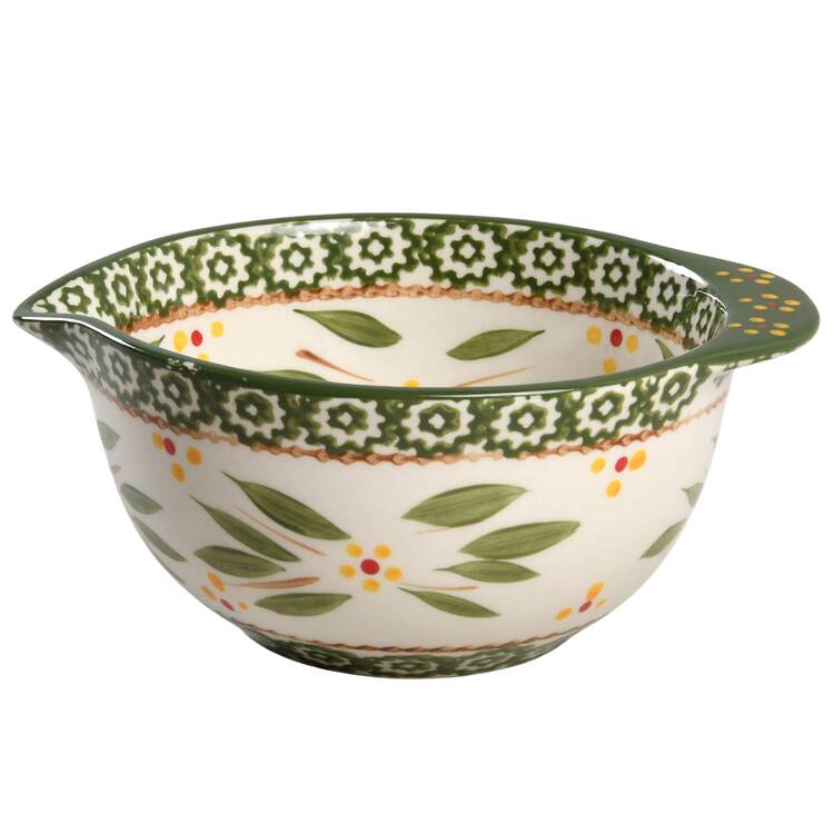 Old World Green 7" Nesting Bowl with Spout