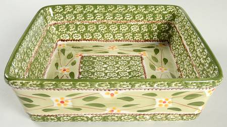 Old World Green 9" Square Baker