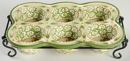 Old World Green Muffin Pan (Holds 6 Muffins) & Metal Stand