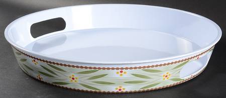 Old World Green 15" Oblong Melamine Tray