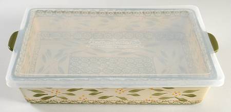 Old World Green 15" Rectangular Baker & Tabless Plas Storage Cover