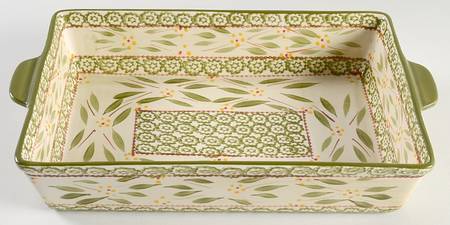 Old World Green 15" Rectangular Baker
