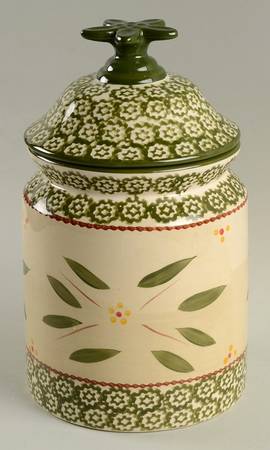 Old World Green Cookie Jar & Lid