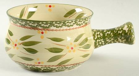 Old World Green One Stick Handled Soup/Snack Bowl (use with SNTR12)